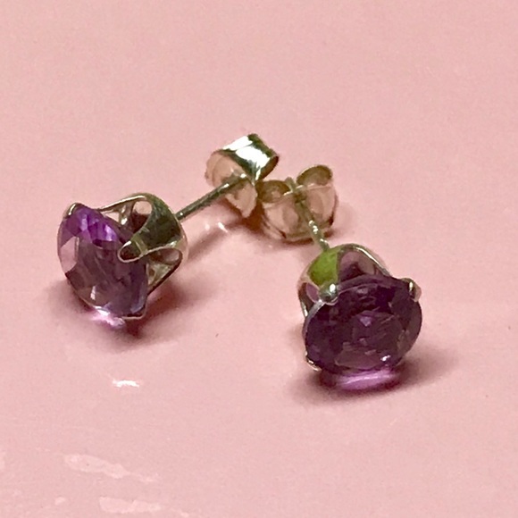 925 Sterling Silver 2CT EACH Genuine Amethyst - Picture 5 of 7